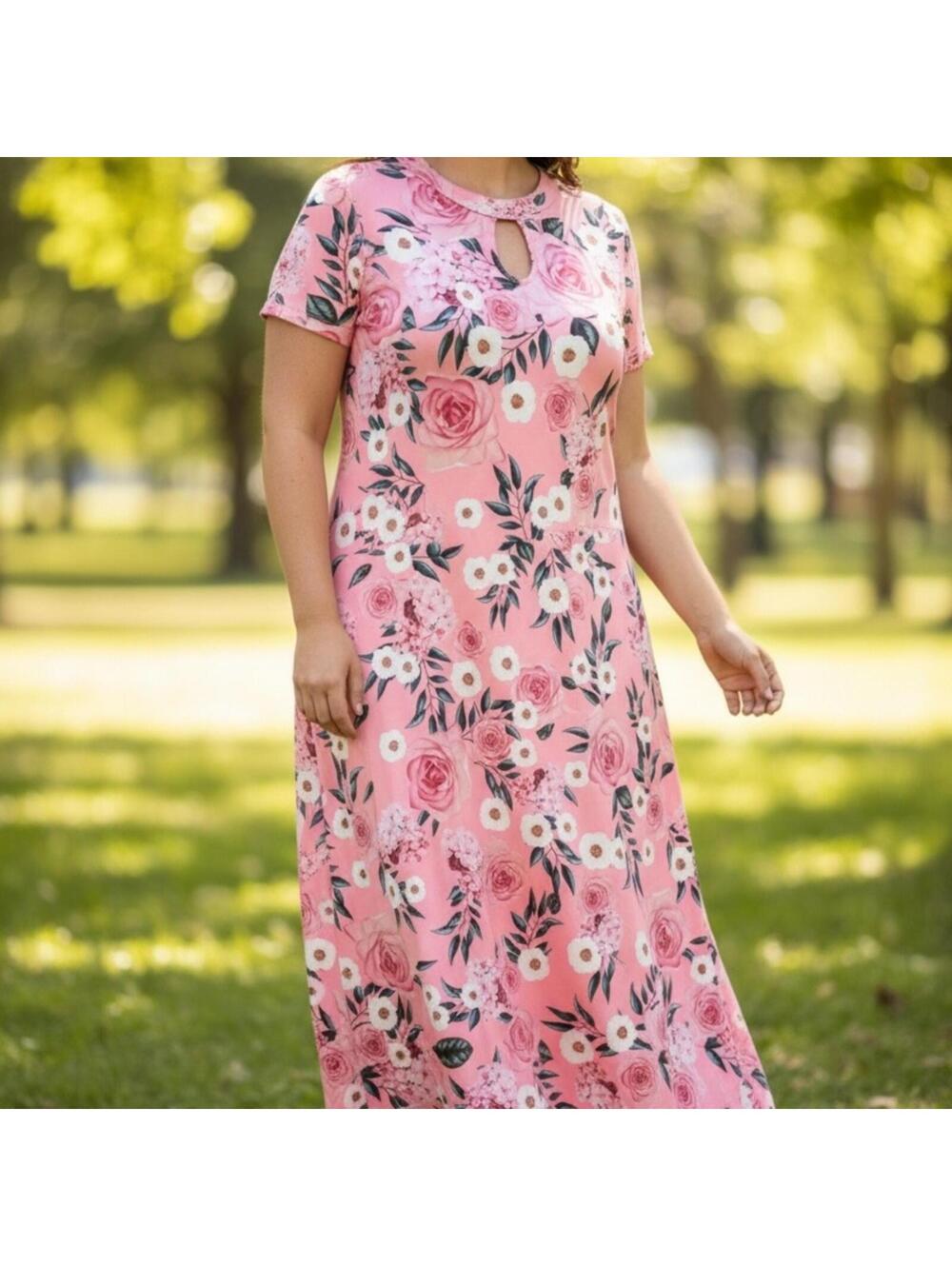 Elegant Floral Maxi Dress in Pink